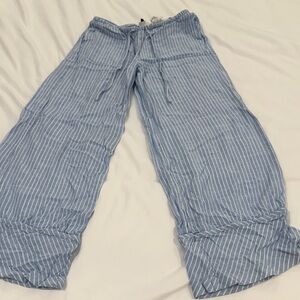 H&M Blue Striped Wide-Leg Pants for Petite